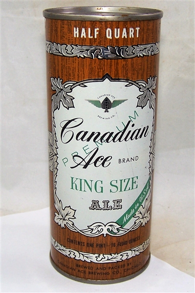 Canadian Ace King Size Ale Flat Top Beer Can, Beauty!