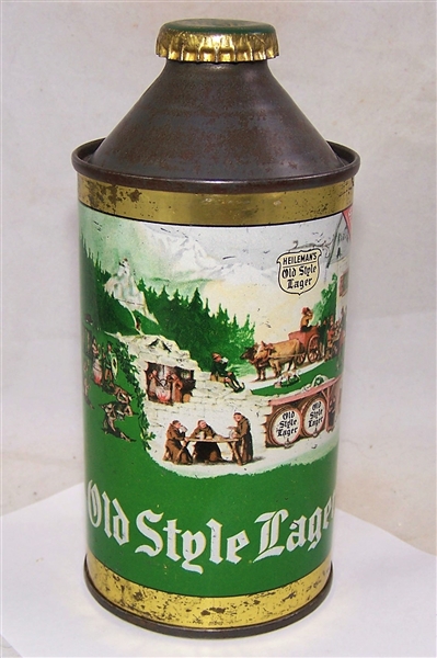 Old Style Lager Cone Top Beer Can, with Crown