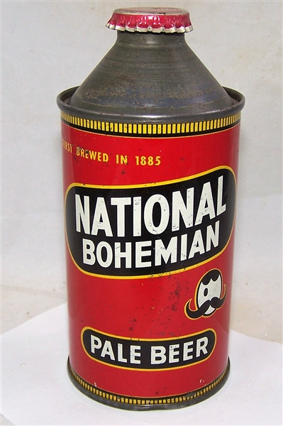 National Bohemian Pale Cone Top Beer Can With Crown