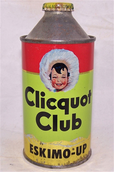 Clicquot Club Lemon- Lime Cone Top Beer Can. Eskimo-Up