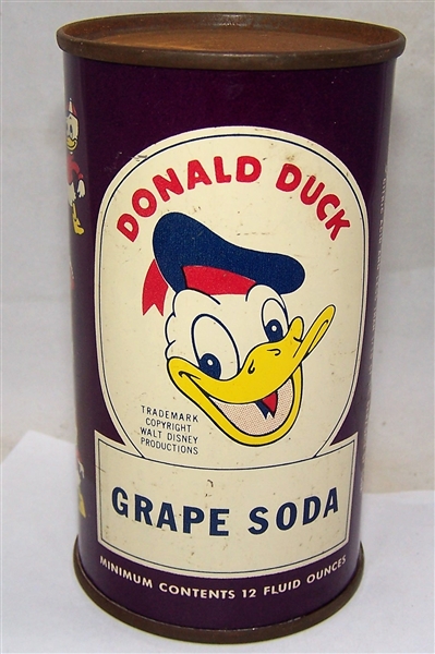 Donald Duck Grape Soda Flat Top Can, Pre Zip,(Minimum Contents)