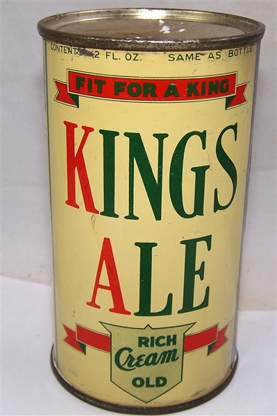 Kings Ale Opening Instruction Flat Top Beer Can 