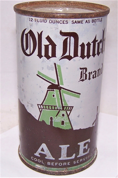 Dull Grey Old Dutch Brand Ale Opening Instruction Flat Top