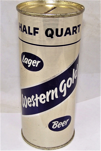 Western Gold Lager Beer 16 ounce Flat Top Beer Can