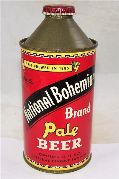 Gorgeous National Bohemian Brand Pale Cone Top Beer Can with Crown