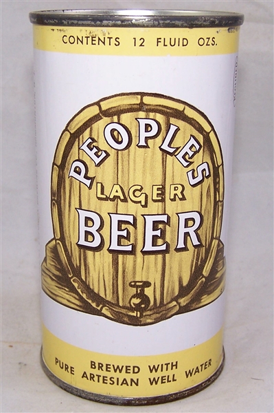 Peoples Lager Flat Top Beer Can