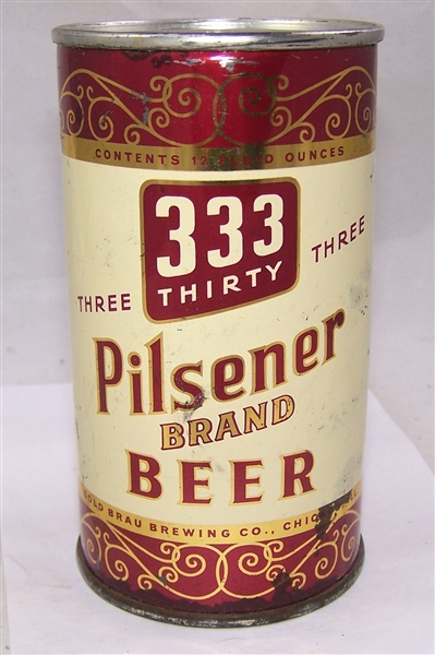 333 Pilsener Brand Flat Top Beer Can