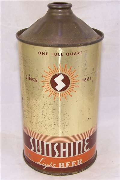 Sunshine Light Quart Cone Top Beer Can