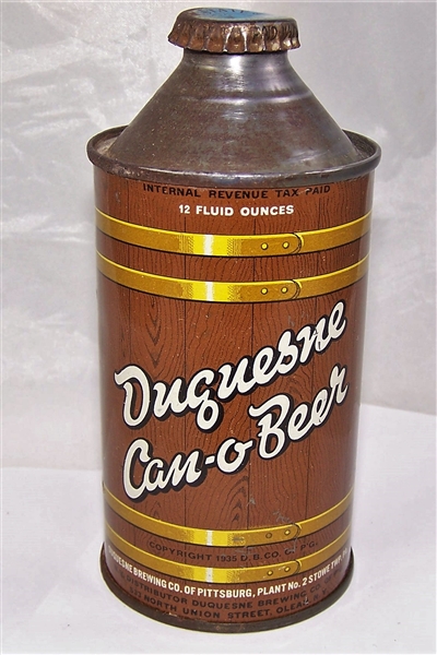 Duquesne Can-O-Beer High Pro Cone Top Beer Can