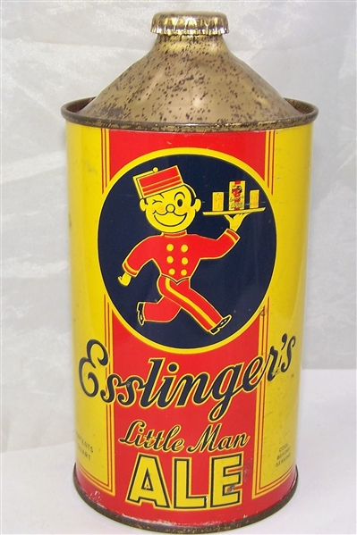 Esslingers Little Man Ale Quart Cone Top Beer Can.