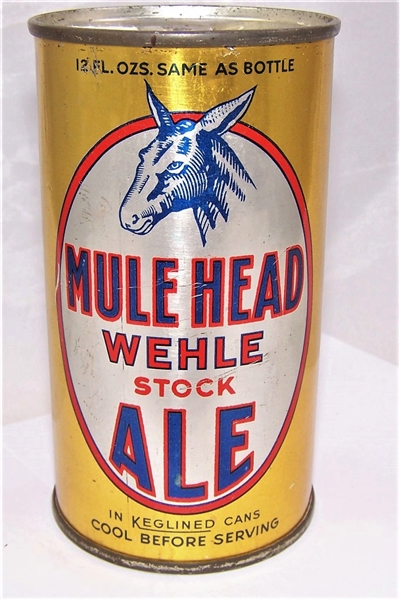 Wehle Mule Head Stock Ale Opening Instruction Beer Can...WOW!