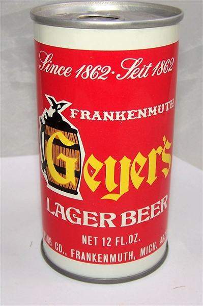 Frankenmuth Geyers Lager Tab Top Beer Can...Minty