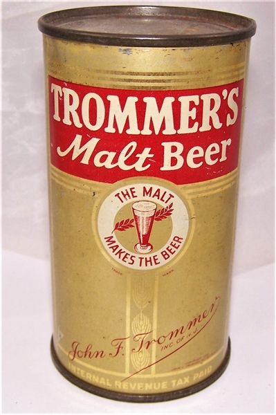 Trommers IRTP Malt "The Malt Makes The Beer" Flat Top Beer Can