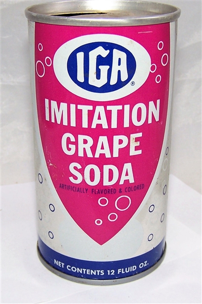 Tough IGA Pre-Zip code Imitation Grape Soda Tab Top Can