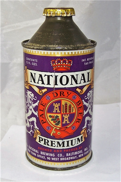 National Premium IRTP Cone Top Beer Can