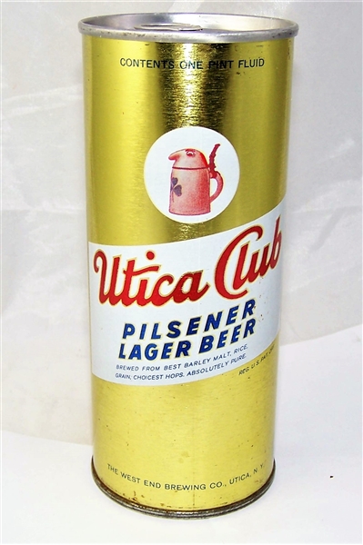 Utica Club Pilsener Lager 16 Ounce Tab Top Beer Can....Tough Can!