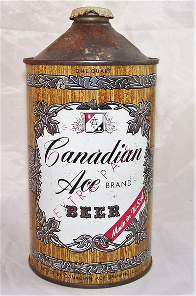 Canadian Ace Extra Pale Quart Cone Top Beer Can