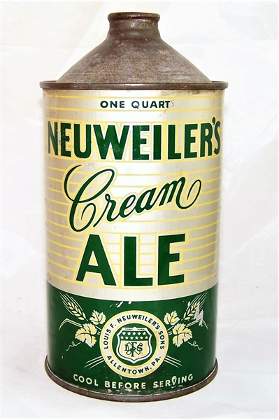 Neuweilers Cream Ale Quart Cone Top Beer Can IRTP