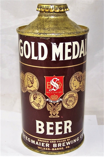 Gold Medal Low Pro Cone Top Beer Can (Red Shield)