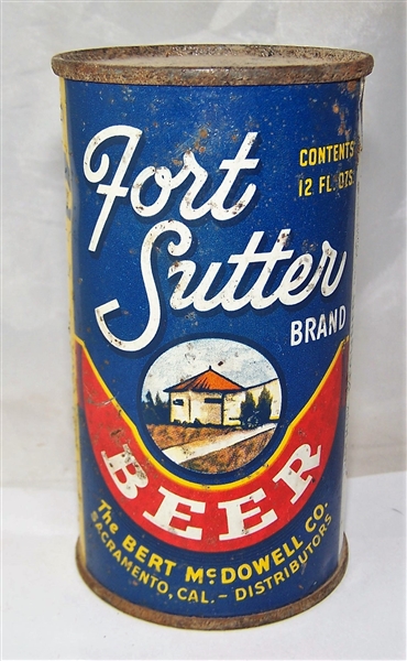Fort Sutter Opening Instruction Flat Top Beer Can
