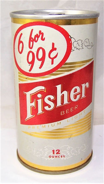Fisher (6 for 99 cents in red) Tab Top Beer Can