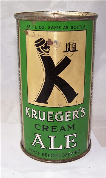 Kruegers Cream Ale (Long Opener) O.I Flat Top Beer Can