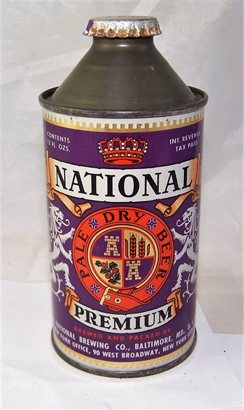 Rare National Premium 3.2%-7% Cone Top Beer Can....Clean!