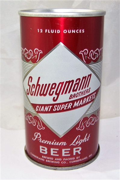Schwegmann Premium Light Tab Top Beer Can Super Market Can