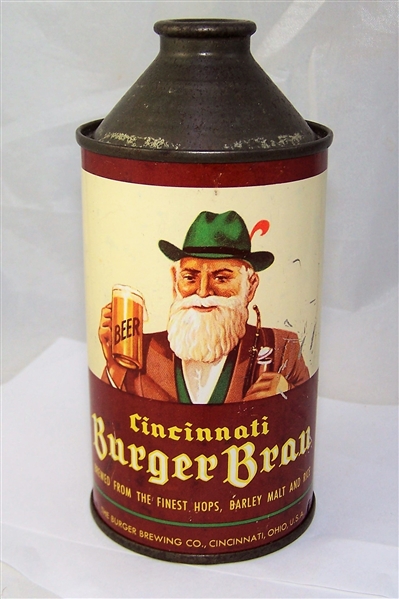 Cincinnati Burger Brau Cone Top Beer Can.