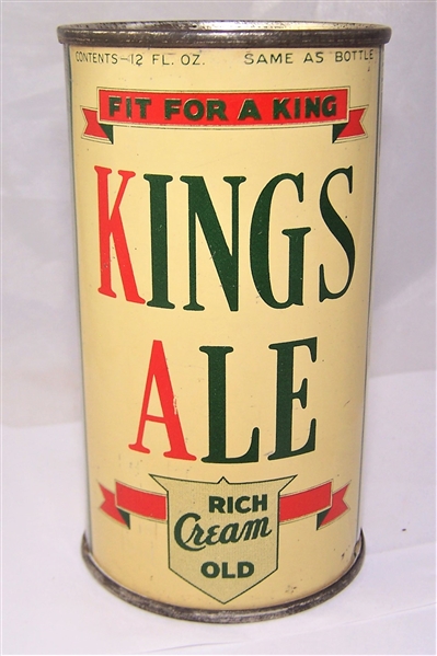 Kings Ale (Fit For A King) Opening Instruction Flat Top Beer Can....Clean!