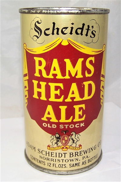 Scheidts Rams Head Ale Opening Instruction Flat Top Beer Can