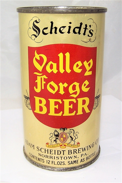 Scheidts Valley Forge Opening Instruction Flat Top Beer Can