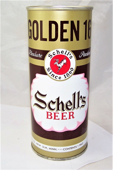 Schells Golden 16 Half Quart Tab Top Beer Can.....Clean!