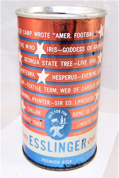 Esslinger Parti Quiz Zip Top Beer Can. (White House at 1600 Penna. Ave)