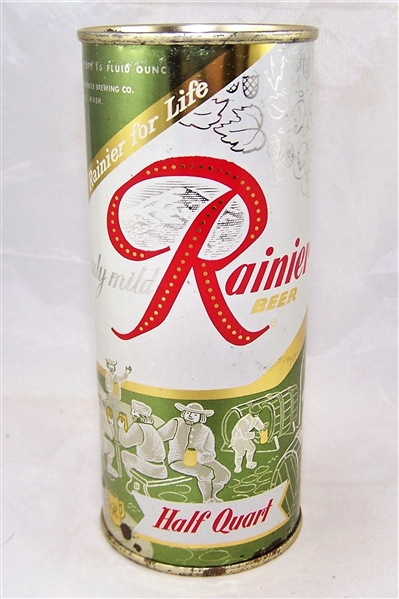 Rainier Jubilee Half Quart 16 Ounce Flat Top Beer Can