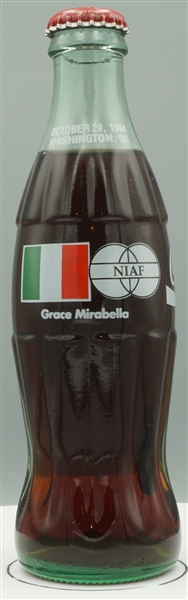 Commemorative Coke bottle, NIAF, Grace Mirabella, 10/29/1994