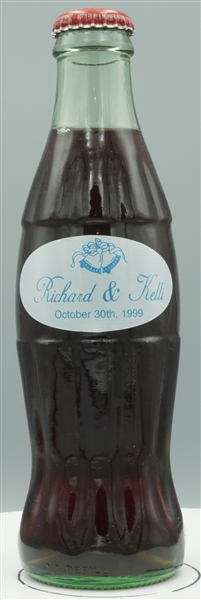 Commemorative Coke bottle, Richard & Kelli wedding, October 30th, 1999