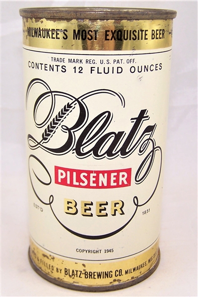 Blatz Pilsener Flat Top Beer Can