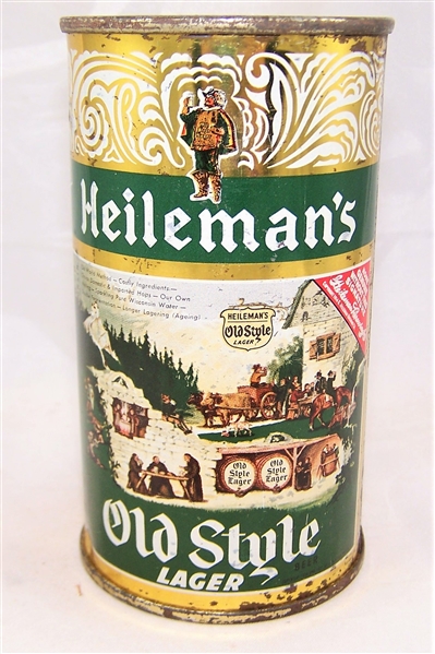 Heilemans Old Style Lager Dark Green Flat Top Beer Can