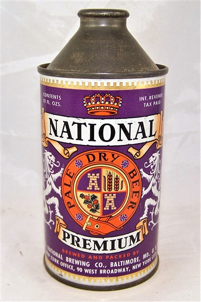 National Premium 3.2%-7% Cone Top Beer Can