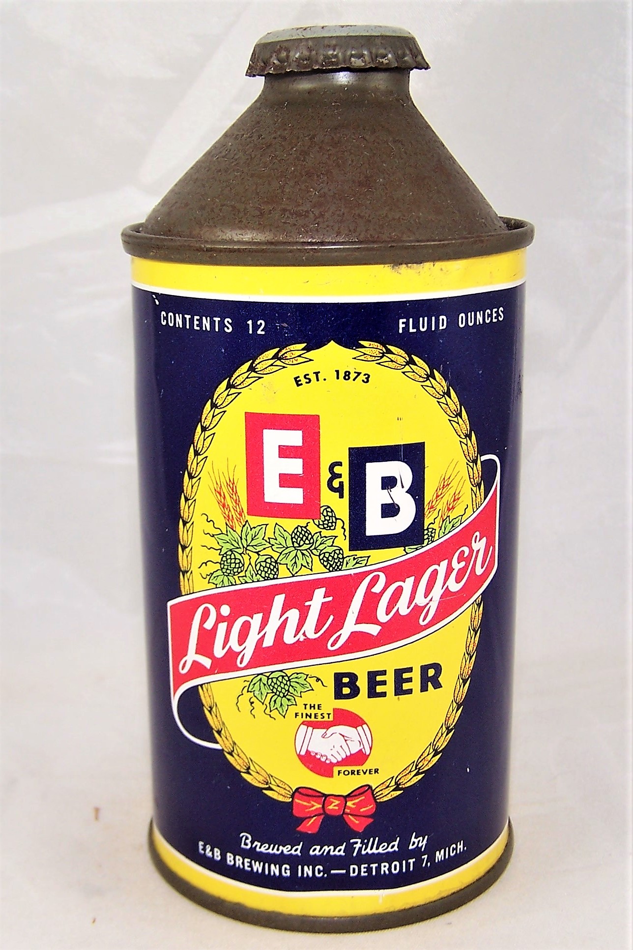 Lot Detail - E & B Light Lager Cone Top Beer Can (Enamel)