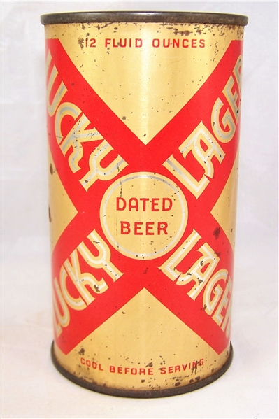  Lucky Lager Opening Instruction Flat Top Beer Can