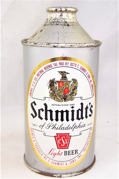  Schmidts Metallic Flat Bottom Cone Top Beer Can