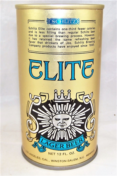  Schlitz Elite Foil Label Test Tab Top Beer Can