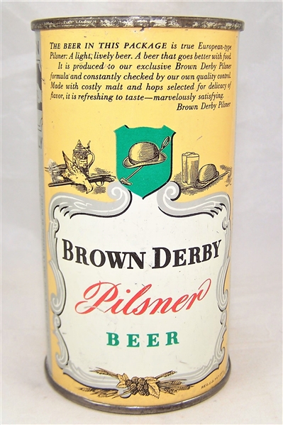  Brown Derby Opening Instruction Flat Top Beer Can