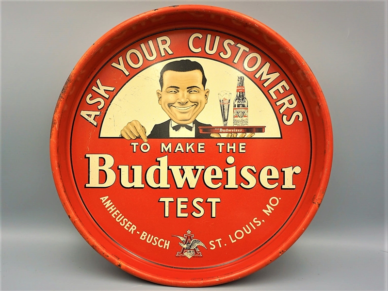  Budweiser (Smiling Waiter) 1930s Beer Tray