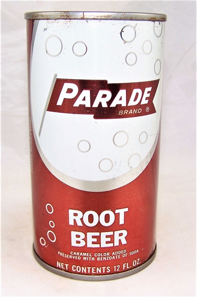  Parade Root Beer Flat Top Soda Can, 1960s, Zip Code