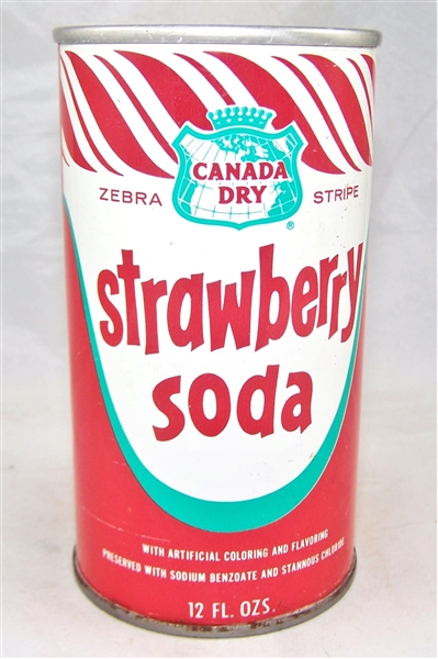 Canada Dry Zebra Stripe Strawberry Tab Top Soda 60s