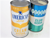  Two Clean Soda Cans, American Cream Soda and Pueblo Club Soda