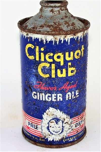  Clicquot Club Low Pro Cone Top Pre Zip Ginger Ale